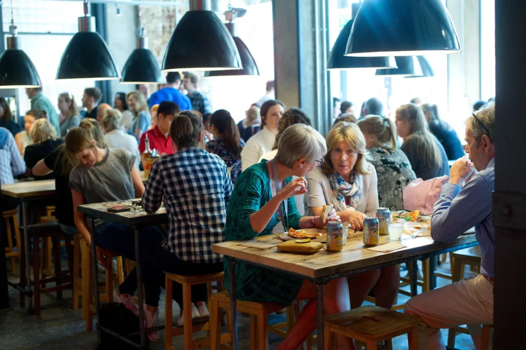 Busy lunchtime at Pizza Union Kings Cross